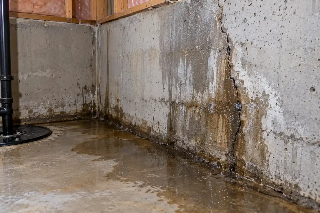 basement-water-seepage Water seepage through a basement foundation wall